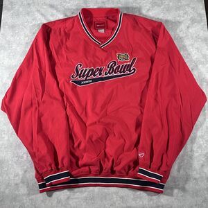 Vintage Reebok NFL Superbowl XXXVIII 38 Red Pullover V-neck Windbreaker Size XL